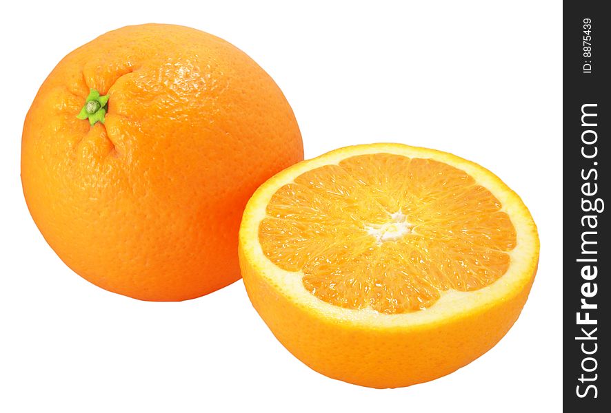 Nice fresh oranges isolated over white with clipping path