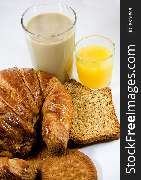 Breakfast in isolated white background. Breakfast in isolated white background