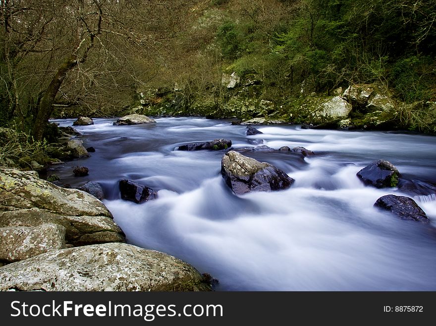 Down river from the mountains, water and nature