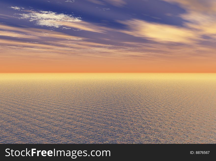 Illustration of a beautiful sunset over the sea. Illustration of a beautiful sunset over the sea.