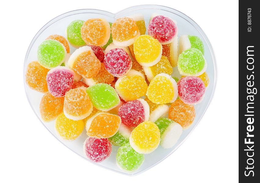Heap Tasty Fruit Candy Lie On Plate
