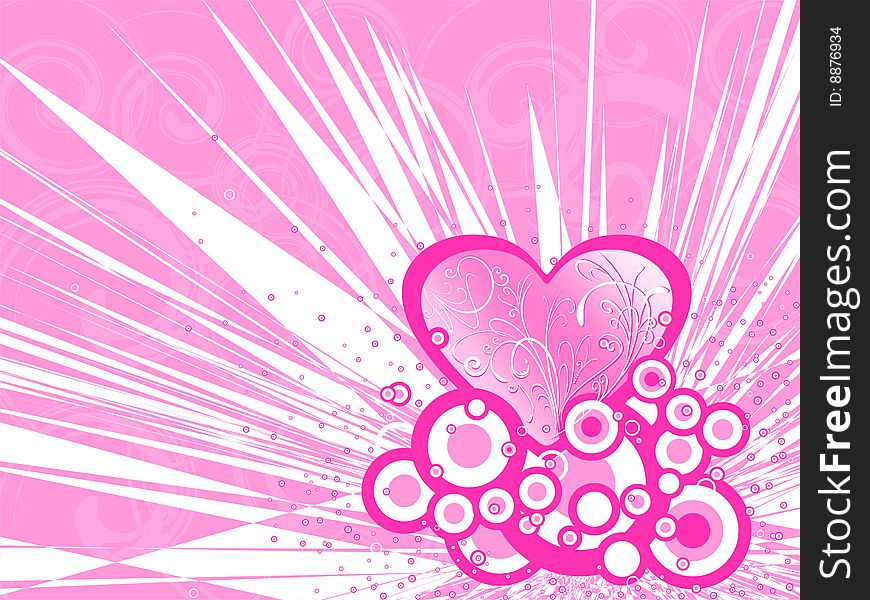 Retro background with pink love frame
