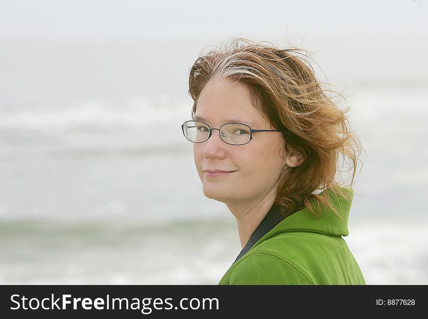 Portrait of a woman outdoors headshot only cropped for copyspace. Portrait of a woman outdoors headshot only cropped for copyspace