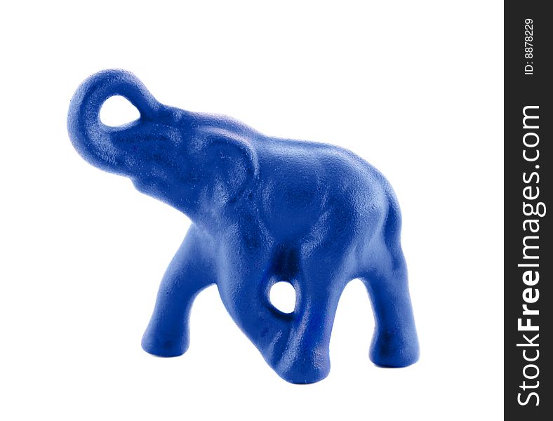 Blue figurine of an elephant isolated over white background