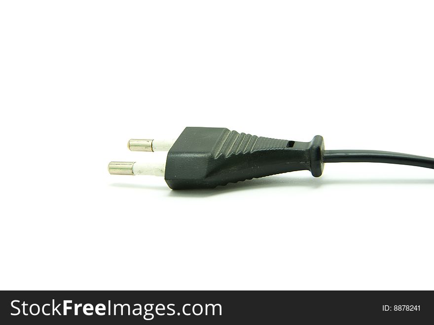 Black power plug isolated on a white