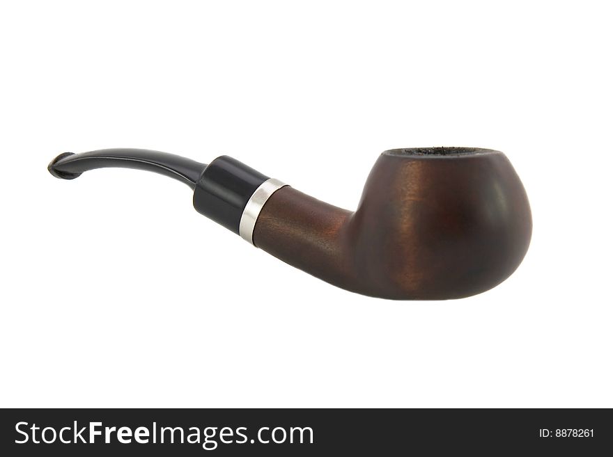 Ebony brown tobacco-pipe isolated on white background. Ebony brown tobacco-pipe isolated on white background