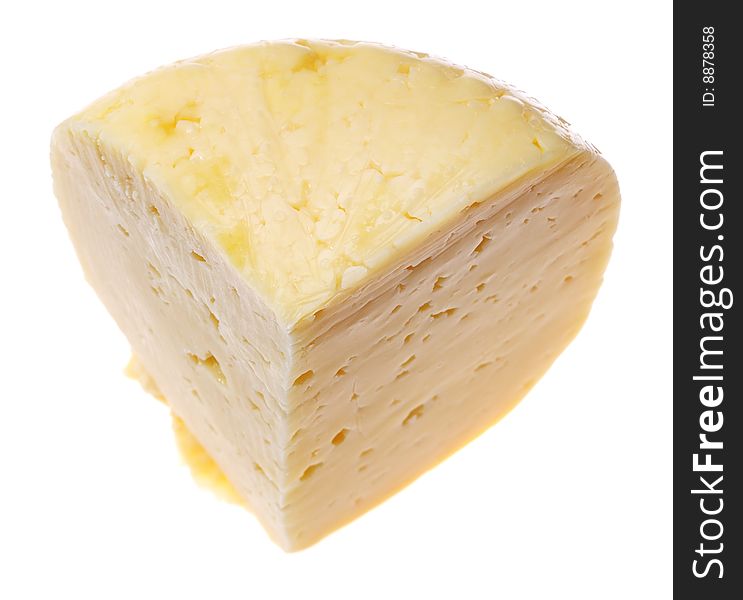 Big piece of cheese isolated on the white. Big piece of cheese isolated on the white.