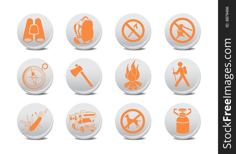 Vector illustration of camping buttons .You can use it for your website, application or presentation