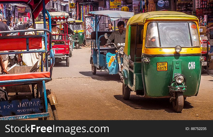 Tuk Tuk on streets of Delhi, India