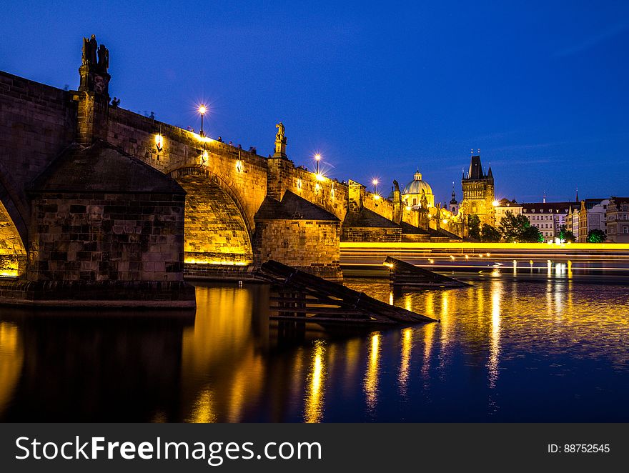 Charles bridge by night, Prague, Czech Republic