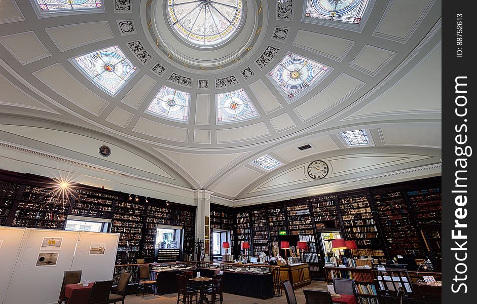 Here is an hdr photograph taken from inside The Portico Library. This is a famous private library located in the middle of the city centre. Located in Manchester, Greater Manchester, England, UK. &#x28;taken with kind permission of the administration&#x29;. Here is an hdr photograph taken from inside The Portico Library. This is a famous private library located in the middle of the city centre. Located in Manchester, Greater Manchester, England, UK. &#x28;taken with kind permission of the administration&#x29;