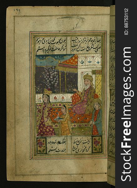 Collection Of Poems &x28;divan&x29;, á¸¤Äfiáº“ Taken By The Beauty Of A Young Woman, Walters Manuscript W.636, Fol. 141a