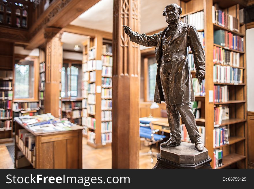 Here is a statue of Gladstone inside Gladstone&#x27;s Library. Located in Hawarden, Wales, UK. &#x28;taken with kind permission of the administration&#x29;. Here is a statue of Gladstone inside Gladstone&#x27;s Library. Located in Hawarden, Wales, UK. &#x28;taken with kind permission of the administration&#x29;