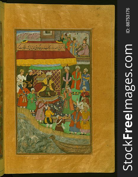 Homage Being Paid To Babur, In 910 AH1504 CE, By BÄqÄ« ChaghÄnyÄnÄ« Near The River Oxus &x28;DaryÄ Ä€mÅ«&x29;, From Illumina