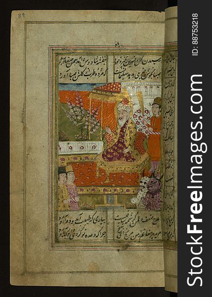 An illustrated copy of the collection of poems &#x28;Dīvān&#x29; by Shams al-Dīn Muḥammad Ḥāfiz al-Shīrāzī who flourished in the 7th AH / 14th CE century. The present codex was copied by Mullā Muḥammad Qāsim Hamadānī in 1210 AH /1796 CE in India and contains 48 miniatures. An illustrated copy of the collection of poems &#x28;Dīvān&#x29; by Shams al-Dīn Muḥammad Ḥāfiz al-Shīrāzī who flourished in the 7th AH / 14th CE century. The present codex was copied by Mullā Muḥammad Qāsim Hamadānī in 1210 AH /1796 CE in India and contains 48 miniatures.