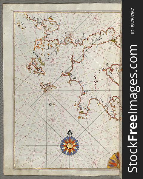 Originally composed in 932 AH / 1525 CE and dedicated to Sultan SÃ¼leyman I &#x28;&quot;The Magnificent&quot;&#x29;, this great work by Piri Reis &#x28;d. 962 AH / 1555 CE&#x29; on navigation was later revised and expanded. The present manuscript, made mostly in the late 11th AH / 17th CE century, is based on the later expanded version with some 240 exquisitely executed maps and portolan charts. They include a world map &#x28;fol.41a&#x29; with the outline of the Americas, as well as coastlines &#x28;bays, capes, peninsulas&#x29;, islands, mountains and cities of the Mediterranean basin and the Black Sea. The work starts with the description of the coastline of Anatolia and the islands of the Aegean Sea, the Peloponnese peninsula and eastern and western coasts of the Adriatic Sea. It then proceeds to describe the western shores of Italy, southern France, Spain, North Africa, Palestine, Israel, Lebanon, Syria, western Anatolia, various islands north of Crete, Sea of Marmara, Bosporus and the Black Sea. It ends with a map of the shores of the the Caspian Sea &#x28;fol.374a&#x29;. See this manuscript page by page at the Walters Art Museum website: art.thewalters.org/viewwoa.aspx?id=19195. Originally composed in 932 AH / 1525 CE and dedicated to Sultan SÃ¼leyman I &#x28;&quot;The Magnificent&quot;&#x29;, this great work by Piri Reis &#x28;d. 962 AH / 1555 CE&#x29; on navigation was later revised and expanded. The present manuscript, made mostly in the late 11th AH / 17th CE century, is based on the later expanded version with some 240 exquisitely executed maps and portolan charts. They include a world map &#x28;fol.41a&#x29; with the outline of the Americas, as well as coastlines &#x28;bays, capes, peninsulas&#x29;, islands, mountains and cities of the Mediterranean basin and the Black Sea. The work starts with the description of the coastline of Anatolia and the islands of the Aegean Sea, the Peloponnese peninsula and eastern and western coasts of the Adriatic Sea. It then proceeds to describe the western shores of Italy, southern France, Spain, North Africa, Palestine, Israel, Lebanon, Syria, western Anatolia, various islands north of Crete, Sea of Marmara, Bosporus and the Black Sea. It ends with a map of the shores of the the Caspian Sea &#x28;fol.374a&#x29;. See this manuscript page by page at the Walters Art Museum website: art.thewalters.org/viewwoa.aspx?id=19195