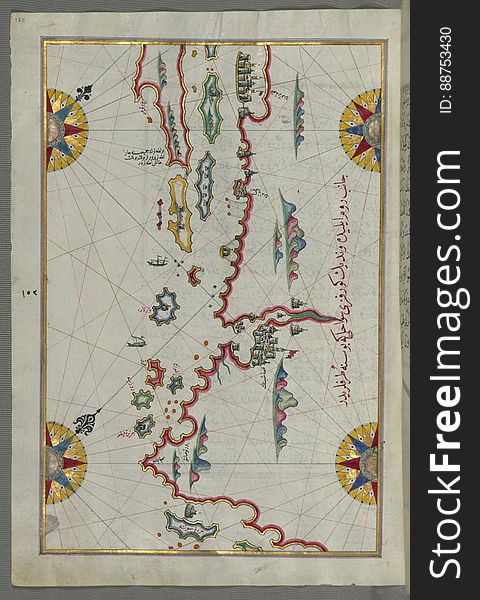 Illuminated Manuscript, Map Of The Coastline And The Islands Between Å ibenik And Zadar &x28;ZÄdare&x29; &x28;Croatia&x29; Fr