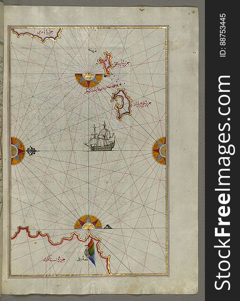 Illuminated Manuscript Two small islands between Amorgos &#x28;Yamurgi&#x29; and Cos &#x28;Stancho, İstanköy&#x29; in the easter