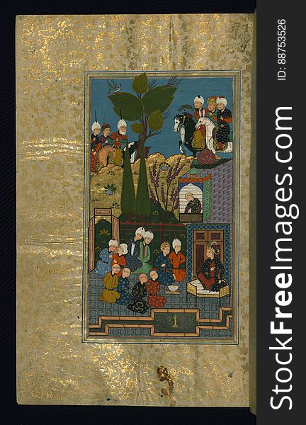 This is an illustrated copy of four of the five poems that comprise the Khamsah of Niáº“ÄmÄ« GanjavÄ« &#x28;d.605 AH / 1209 CE&#x29;. It does not include LaylÃ¡ va MajnÅ«n. The text was copied by a certain YÄdkÄr the Calligrapher &#x28;al-KÄtib&#x29; in 935 AH / 1529 CE, most probably in Safavid Iran. An illuminated double-page composition opens the manuscript and each poem is initiated with a decorative headpiece. The miniatures appear to have been repainted at some point in the manuscriptâ€™s history. Their date and provenance are open to question. The textblock is bound in late Zand lacquer covers with scenes depicting BahrÄm GÅ«r hunting and Khusraw watching ShÄ«rÄ«n bathing. Khusraw announcing his marriage to Shakar. See this manuscript page by page at the Walters Art Museum website: art.thewalters.org/viewwoa.aspx?id=17718. This is an illustrated copy of four of the five poems that comprise the Khamsah of Niáº“ÄmÄ« GanjavÄ« &#x28;d.605 AH / 1209 CE&#x29;. It does not include LaylÃ¡ va MajnÅ«n. The text was copied by a certain YÄdkÄr the Calligrapher &#x28;al-KÄtib&#x29; in 935 AH / 1529 CE, most probably in Safavid Iran. An illuminated double-page composition opens the manuscript and each poem is initiated with a decorative headpiece. The miniatures appear to have been repainted at some point in the manuscriptâ€™s history. Their date and provenance are open to question. The textblock is bound in late Zand lacquer covers with scenes depicting BahrÄm GÅ«r hunting and Khusraw watching ShÄ«rÄ«n bathing. Khusraw announcing his marriage to Shakar. See this manuscript page by page at the Walters Art Museum website: art.thewalters.org/viewwoa.aspx?id=17718