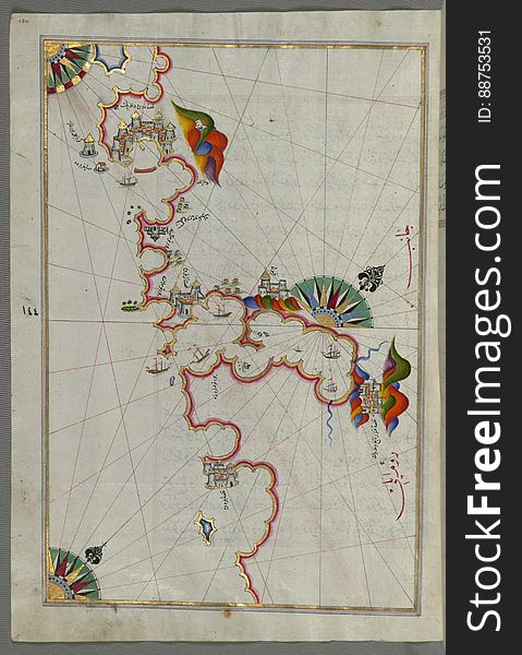 Illuminated Manuscript Adriatic Coast From Budva To Dubrovnik &x28;DÅ«bre VenedÄ«k&x29;, From Book On Navigation, Walters Art M