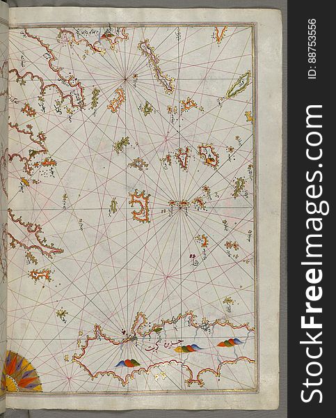 Illuminated Manuscript The Cyclades &#x28;Kikladhes&#x29; islands between the Peloponnese &#x28;Morea, Mora&#x29; peninsula and Cr