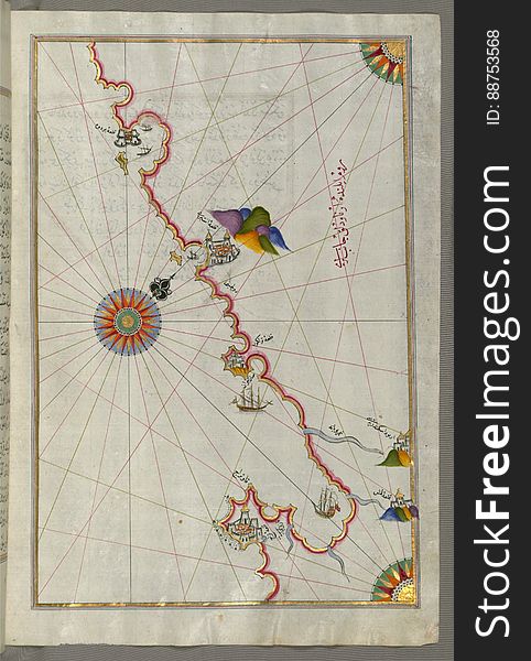 Illuminated Manuscript, The Adriatic Coast From DraÄ &x28;Durezzo, TrÄj&x29; North Of Karaburun As Far As Budva From Book On