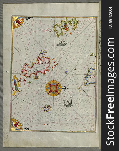 Originally composed in 932 AH / 1525 CE and dedicated to Sultan Süleyman I &#x28;&quot;The Magnificent&quot;&#x29;, this great work by Piri Reis &#x28;d. 962 AH / 1555 CE&#x29; on navigation was later revised and expanded. The present manuscript, made mostly in the late 11th AH / 17th CE century, is based on the later expanded version with some 240 exquisitely executed maps and portolan charts. They include this world map with the outline of the Americas, as well as coastlines &#x28;bays, capes, peninsulas&#x29;, islands, mountains and cities of the Mediterranean basin and the Black Sea. The work starts with the description of the coastline of Anatolia and the islands of the Aegean Sea, the Peloponnese peninsula and eastern and western coasts of the Adriatic Sea. It then proceeds to describe the western shores of Italy, southern France, Spain, North Africa, Palestine, Israel, Lebanon, Syria, western Anatolia, various islands north of Crete, Sea of Marmara, Bosporus and the Black Sea. It ends with a map of the shores of the the Caspian Sea &#x28;fol.374a&#x29;. See this manuscript page by page at the Walters Art Museum website: art.thewalters.org/viewwoa.aspx?id=19195. Originally composed in 932 AH / 1525 CE and dedicated to Sultan Süleyman I &#x28;&quot;The Magnificent&quot;&#x29;, this great work by Piri Reis &#x28;d. 962 AH / 1555 CE&#x29; on navigation was later revised and expanded. The present manuscript, made mostly in the late 11th AH / 17th CE century, is based on the later expanded version with some 240 exquisitely executed maps and portolan charts. They include this world map with the outline of the Americas, as well as coastlines &#x28;bays, capes, peninsulas&#x29;, islands, mountains and cities of the Mediterranean basin and the Black Sea. The work starts with the description of the coastline of Anatolia and the islands of the Aegean Sea, the Peloponnese peninsula and eastern and western coasts of the Adriatic Sea. It then proceeds to describe the western shores of Italy, southern France, Spain, North Africa, Palestine, Israel, Lebanon, Syria, western Anatolia, various islands north of Crete, Sea of Marmara, Bosporus and the Black Sea. It ends with a map of the shores of the the Caspian Sea &#x28;fol.374a&#x29;. See this manuscript page by page at the Walters Art Museum website: art.thewalters.org/viewwoa.aspx?id=19195