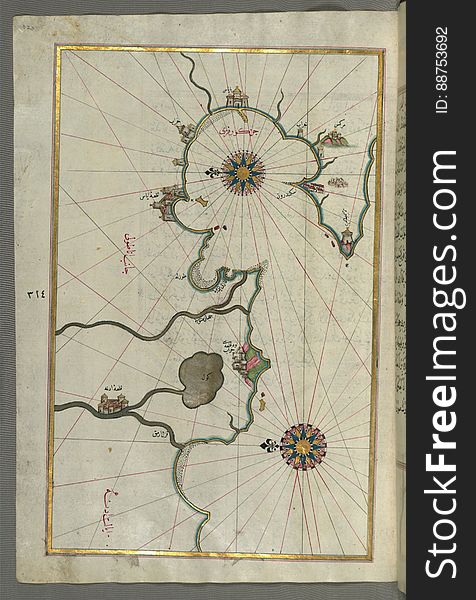 Illuminated Manuscript, Map Of The Anatolian Coast, The City Of Ä°skenderun &x28;Alexandretta&x29; As Afar As The Shores Of Adan