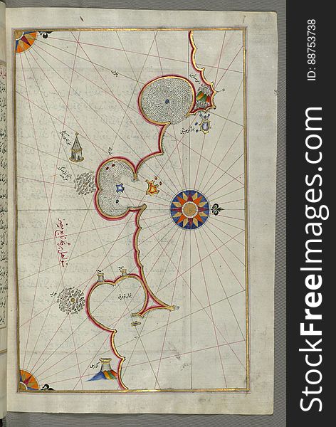 Illuminated Manuscript, Map Of The Libyan Coast Towards The Egyptian Border From Book On Navigation, Walters Art Museum Ms. W.658,
