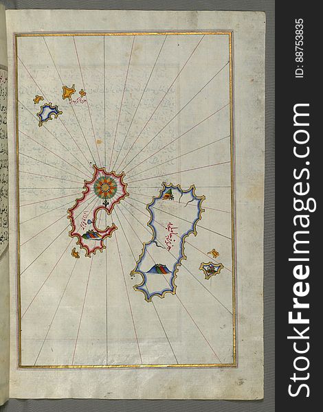Illuminated Manuscript, Map Of The Aloneses &x28;ÄŒamlÄ±ÄŸa&x29; From Book On Navigation, Walters Art Museum Ms. W.658, Fol.364b
