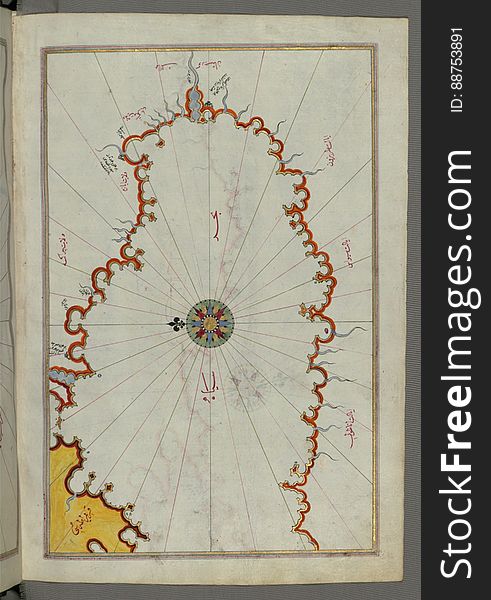 Illuminated Manuscript, Map Of The Coast Line Of The Black Sea From Book On Navigation, Walters Art Museum Ms. W.658, Fol.371b