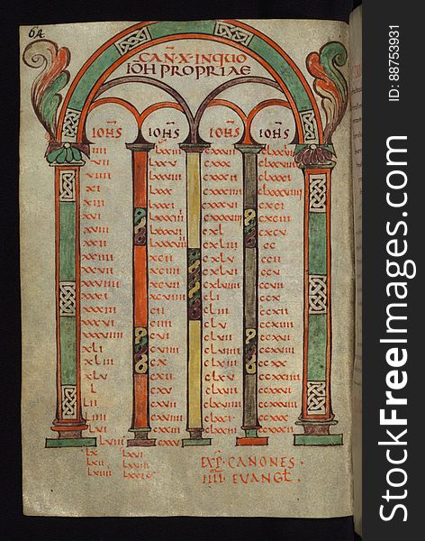 Illuminated Manuscript, Gospels Of Freising, Canon Tables, Walters Art Museum Ms. W.4, Fol. 32v