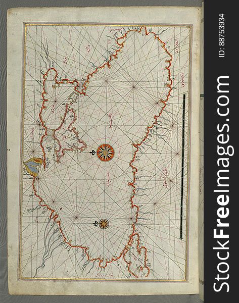 Illuminated Manuscript, Map Of The Black Sea Coastline From Book On Navigation, Walters Art Museum Ms. W.658, Fol.373a