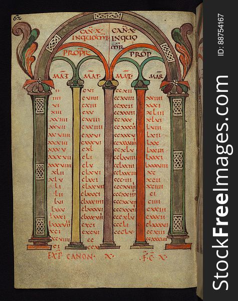 Illuminated Manuscript, Gospels Of Freising, Canon Tables, Walters Art Museum Ms. W.4, Fol. 31v