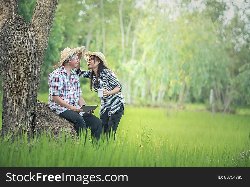 Couple Kissing In Nature