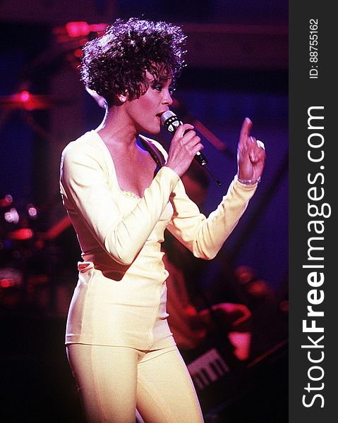 The singer Whitney Houston in concert in 1991.
