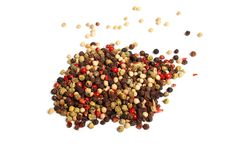 Heap Of Four Kinds Of Pepper Royalty Free Stock Images
