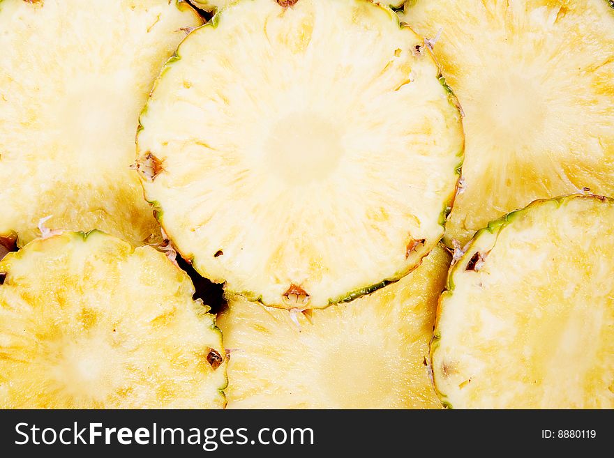 Background from fresh  pineapple slices