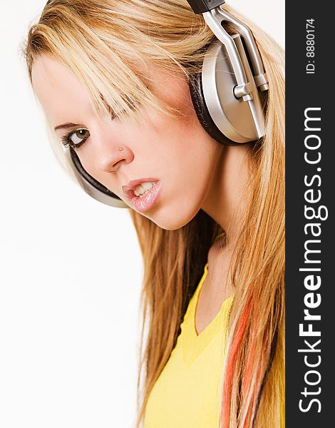 Girl With Headphones Portrait