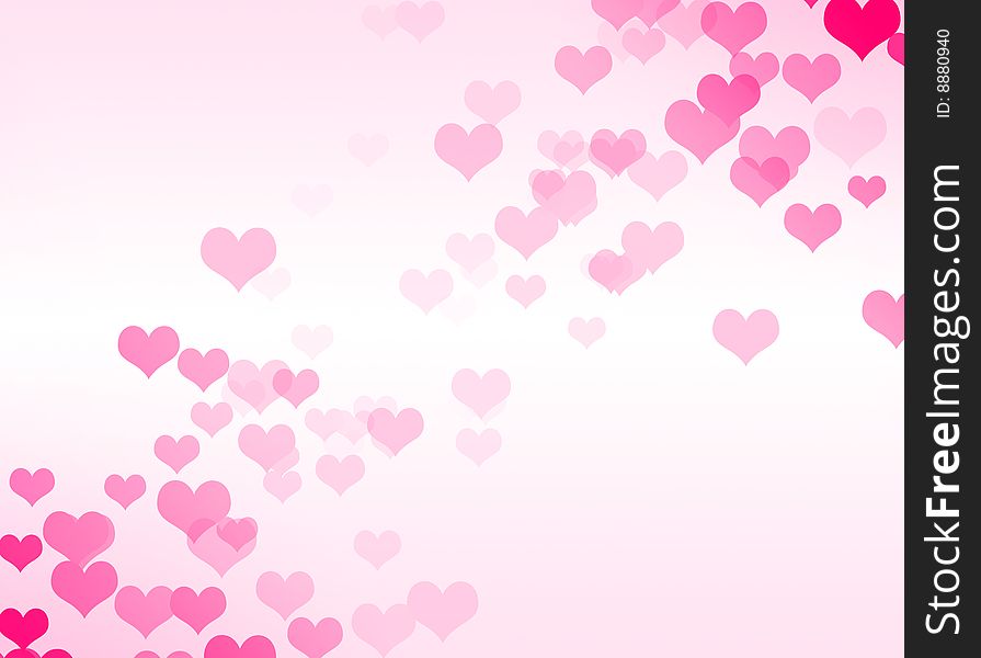 Many heart on pink background. Many heart on pink background