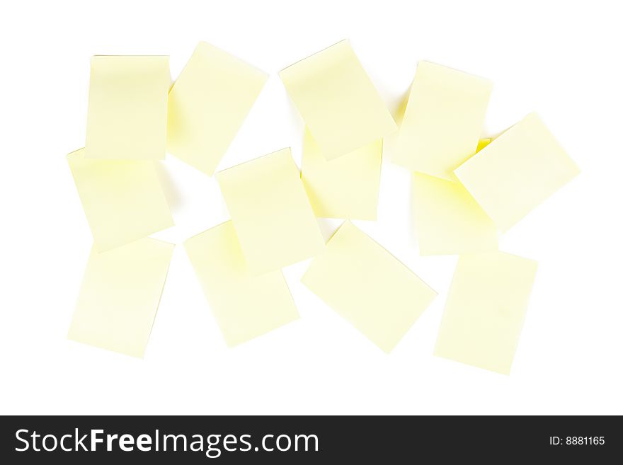 Yellow stickers isolated on a white background