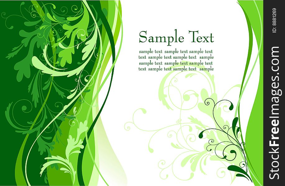 Green floral background with space for text