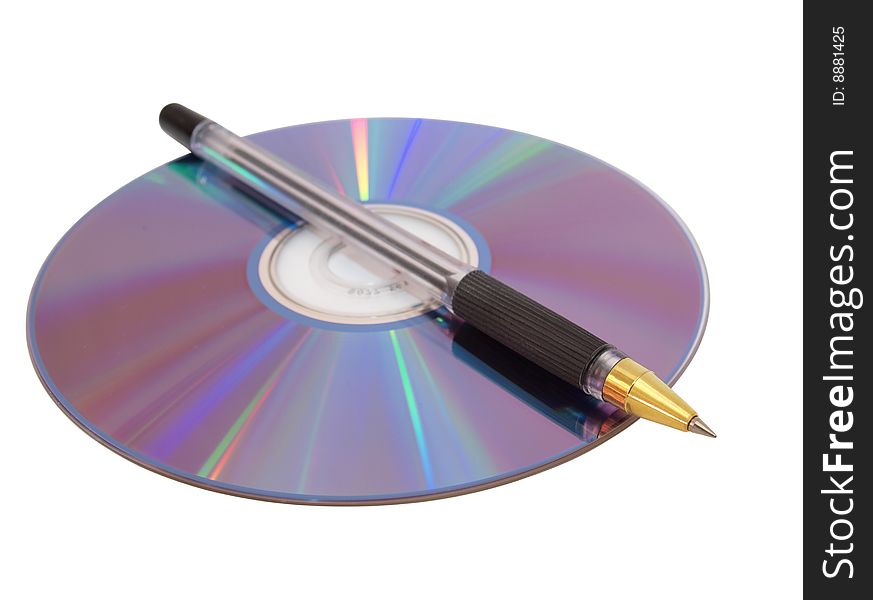 Photo of computer CD-ROM. Isolated on a white background. Photo of computer CD-ROM. Isolated on a white background