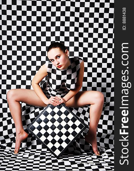 Model With Chessboard