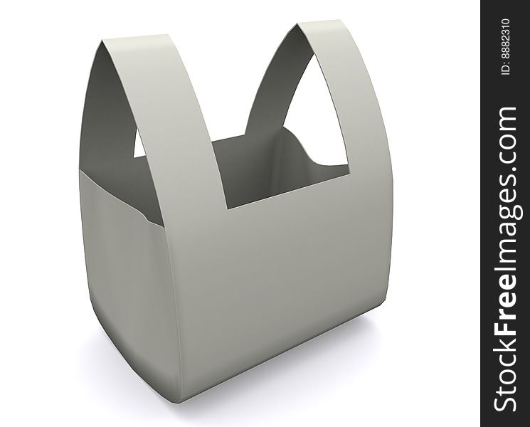 Illustration of conceptual paper bag as 3d render image
