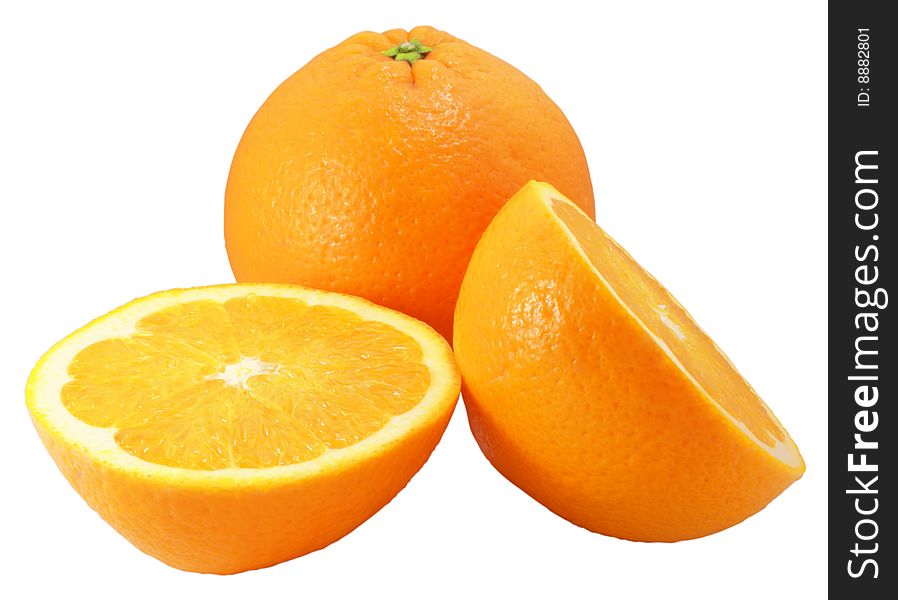 Nice fresh oranges isolated over white with clipping path