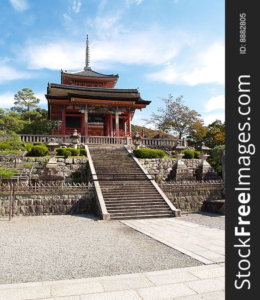 One of the buildings within the Kiyomizu Shrine grounds in Kyoto