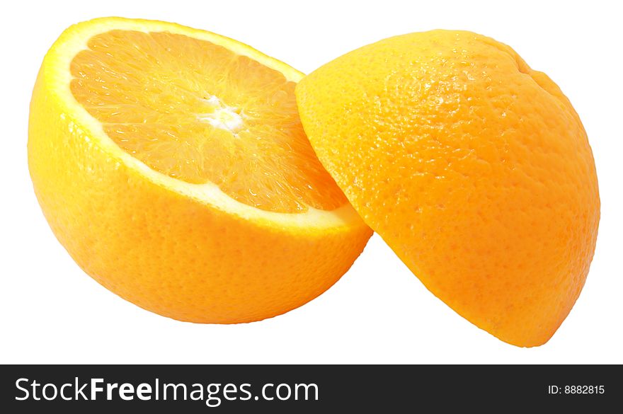 Nice fresh sliced orange isolated over white with clipping path