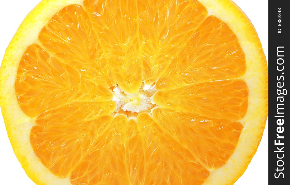 Nice fresh closeup sliced orange over white. Nice fresh closeup sliced orange over white