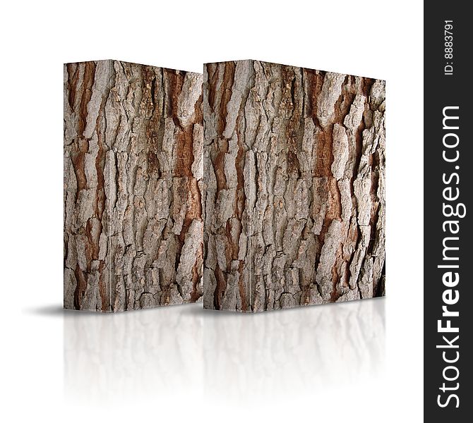 Square trunk of tree on a white background